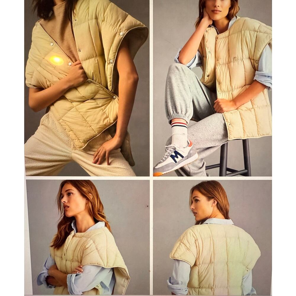 By Anthropologie Short-Sleeve Puffer Vest with snaps One Size